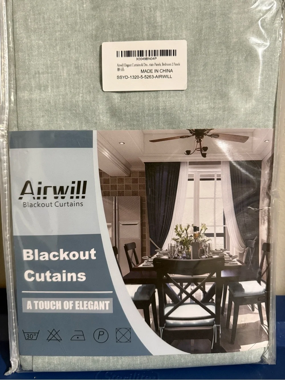 Light Teal Blackout Curtain Panel - Elegant Light Blue-Green